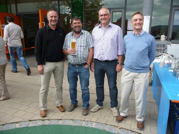 1. Reuther Chorfest - 15 - Vier Chorleiter auf einen Streich. Roland W&ouml;lfel (stellv. Reuth), Toni Postler (Kirchehrenbach), Andreas Ringel (stellv. Reuth), Erich Staab (Reuth).